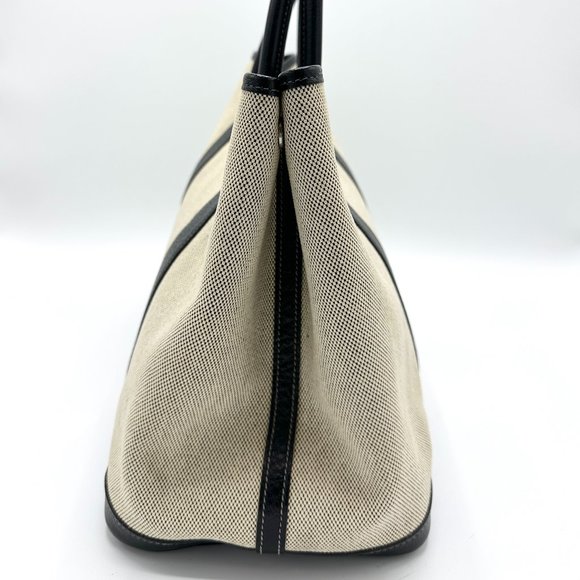 Hermes Canvas/Black Buffle Leather Garden Party 36 - Picture 2 of 11